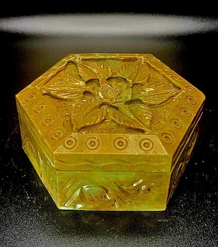 Hinged hexagon hand made stone - hinged,